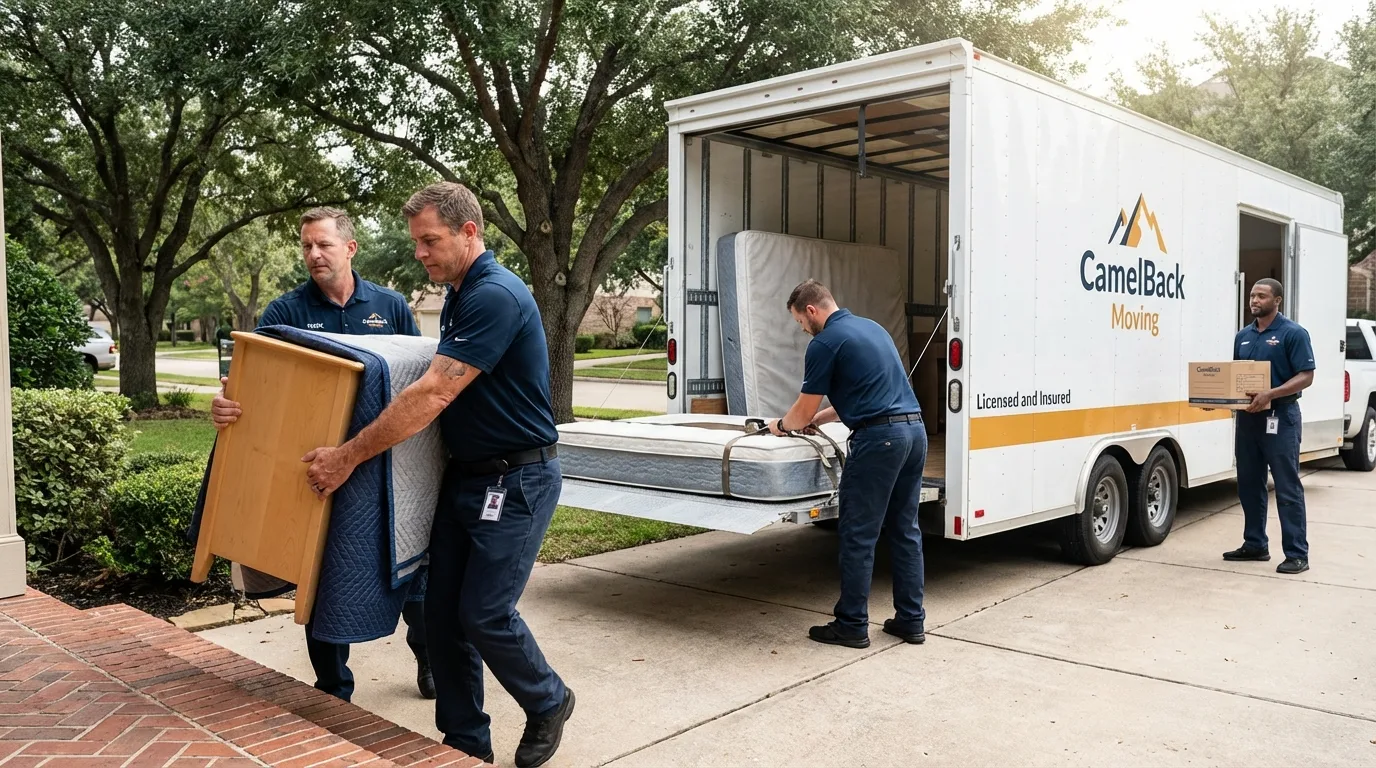 Crew loading residential truck for cross-state move from Caryville, TN