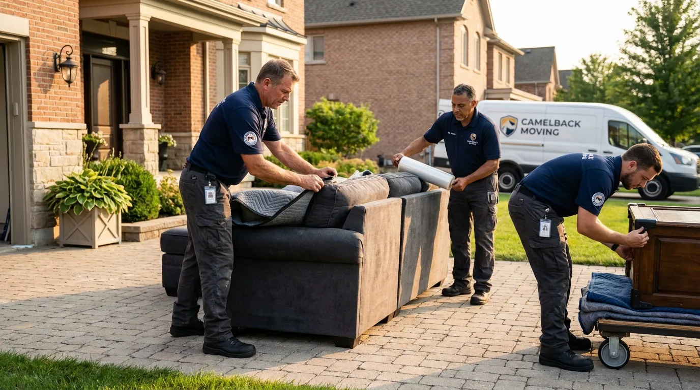 Large estate moving crew wrapping furniture in Caryville, TN